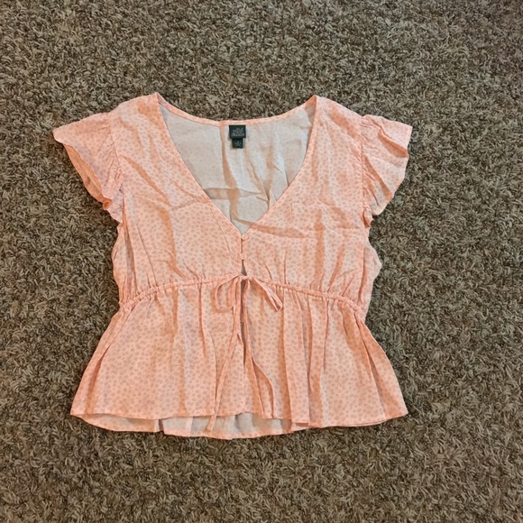 Wild Fable pink flutter sleeve open front crop blouse - Picture 4 of 13